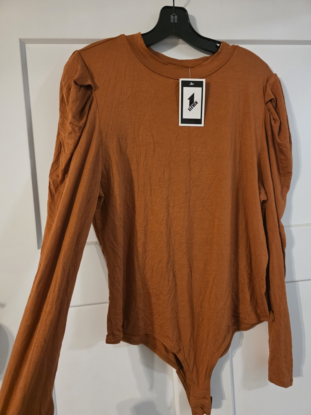 Rust Long-Sleeve Bodysuit Top